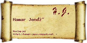 Hamar Jenő névjegykártya